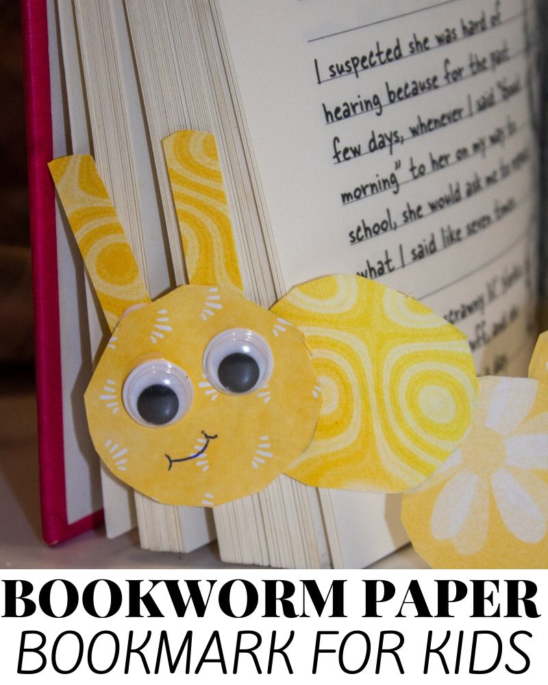 bookworm paper bookmark for kids